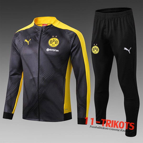 Neuestes Fussball Dortmund BVB Kinder Trainingsanzug (Jacken) Schwarz 2019 2020 | 11-trikots