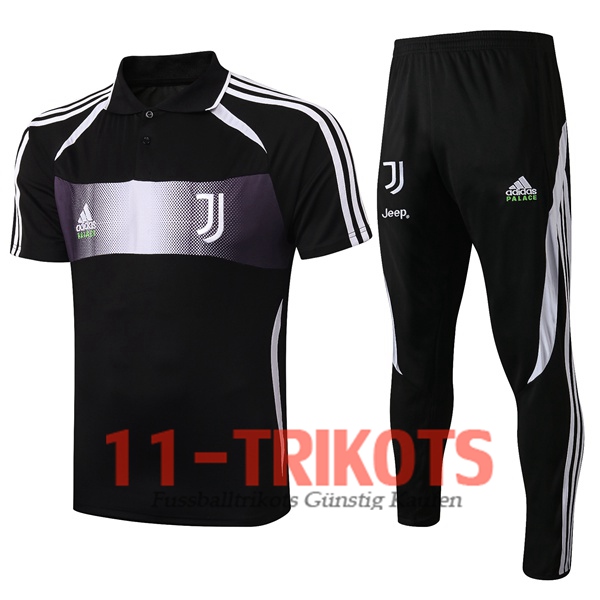 Juventus Adidas und Palace Collaboré Edition Poloshirt + Hose Schwarz 2019/2020