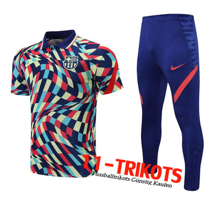 FC Barcelona Poloshirt + Hose Blau/Rot 2020/2021