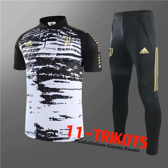 Juventus Poloshirt + Hose Weiß/Schwarz 2020/2021