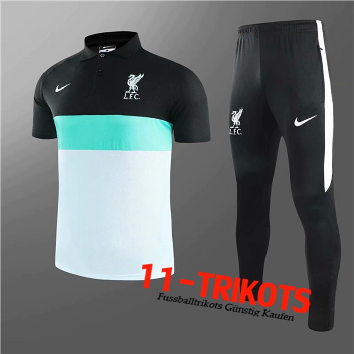 FC Liverpool Poloshirt + Hose Weiß/Schwarz 2020/2021