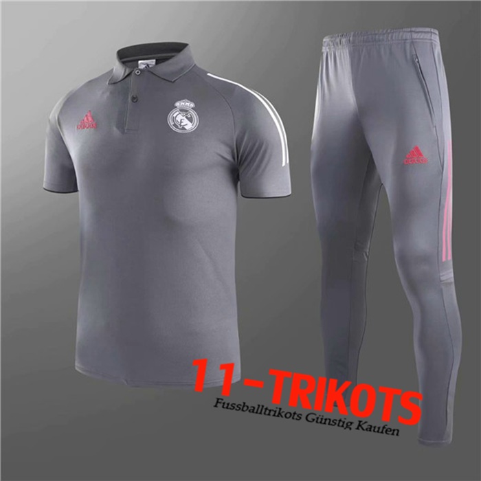 Real Madrid Poloshirt + Hose Grau 2020/2021