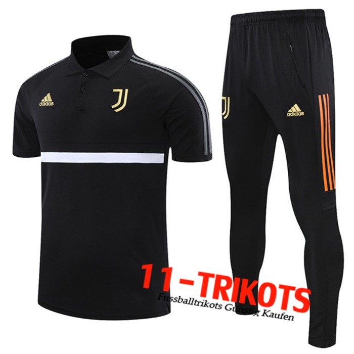 Juventus Poloshirt + Hose Schwarz/Weiß 2021/2022