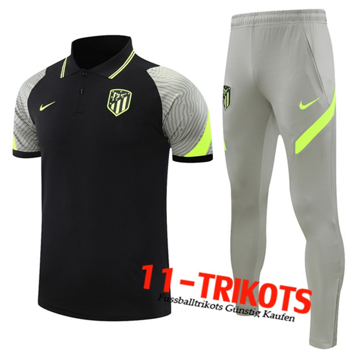 Atletico Madrid Poloshirt + Hose Schwarz 2021/2022