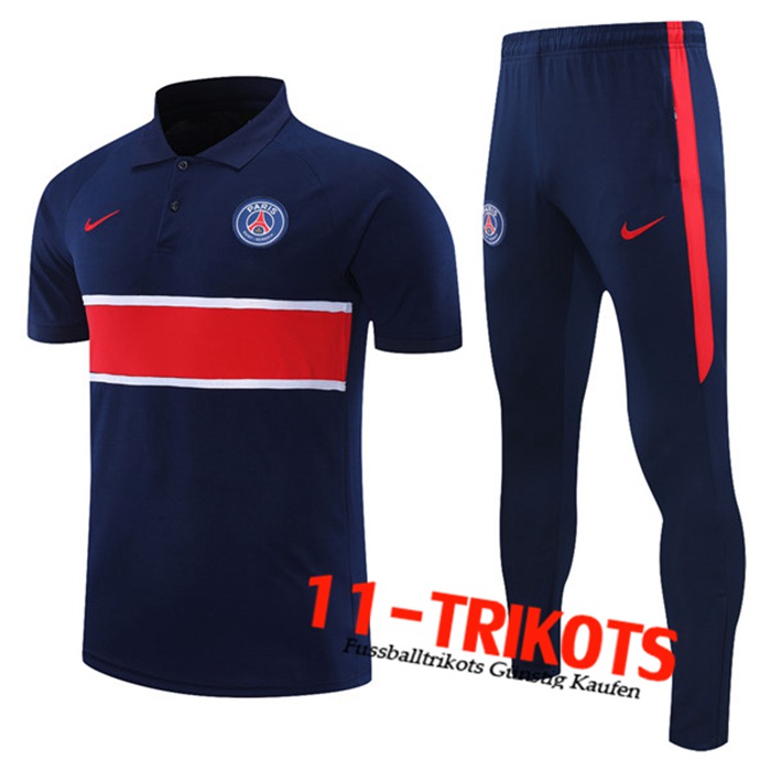 PSG Poloshirt + Hose Blau/Rot 2021/2022