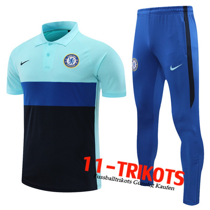 FC Chelsea Poloshirt + Hose Schwarz/Blau 2021/2022