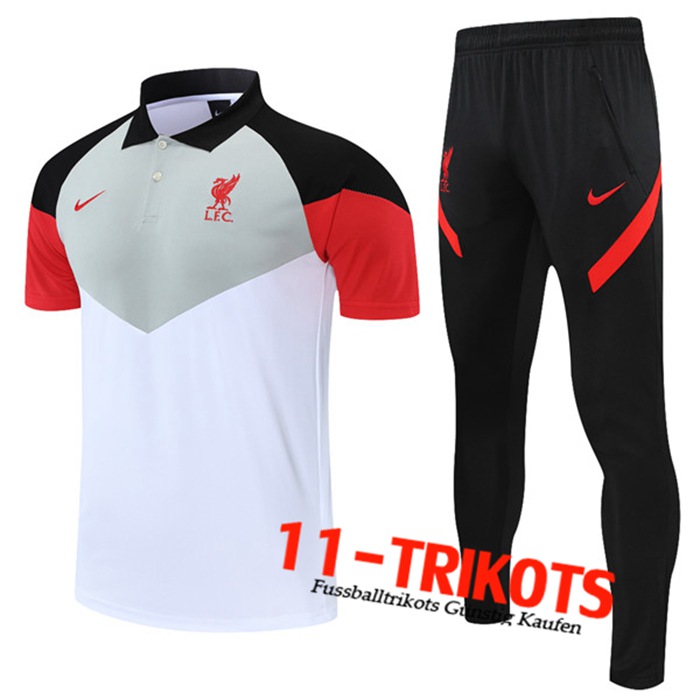 FC Liverpool Poloshirt + Hose Weiß/Grau 2021/2022