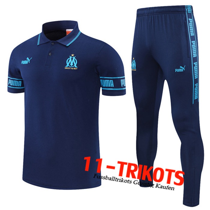 Marseille OM Poloshirt + Hose Navy Blau 2021/2022