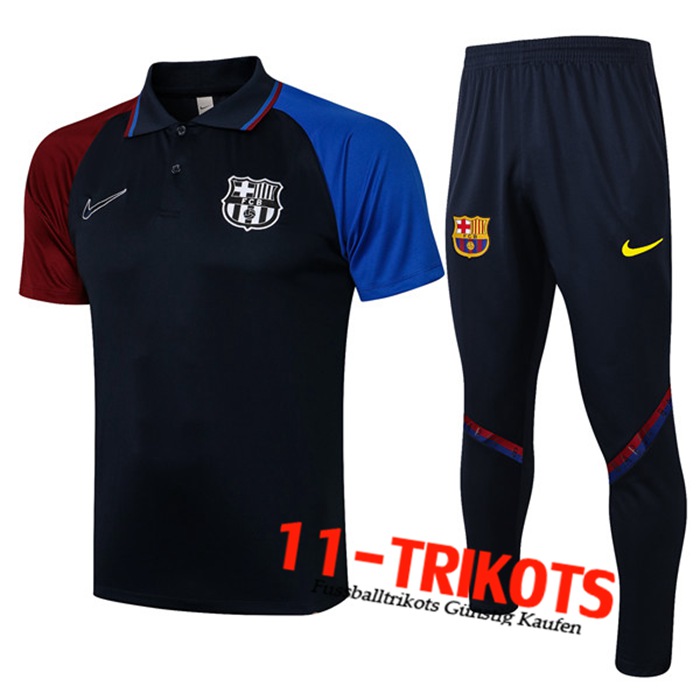 FC Barcelona Poloshirt + Hose Schwarz/Blau 2021/2022