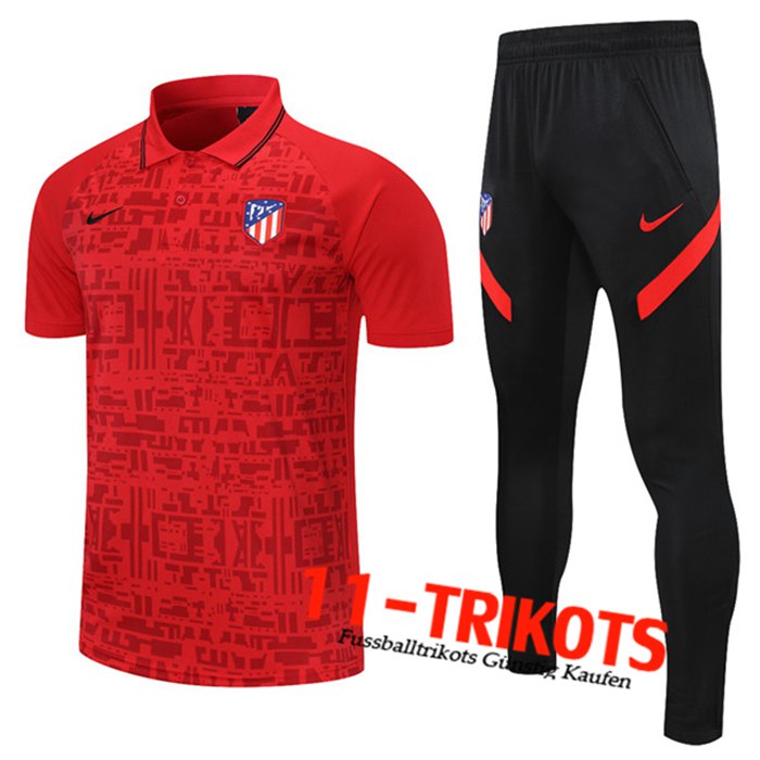 Atletico Madrid Poloshirt + Hose Rot 2021/2022