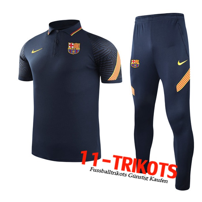 FC Barcelona Poloshirt + Hose Navy Blau 2021/2022