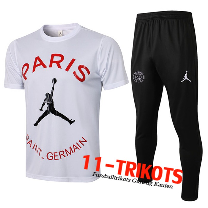 PSG Jordan Trainingstrikot + Hose Weiß/Rot 2021/2022