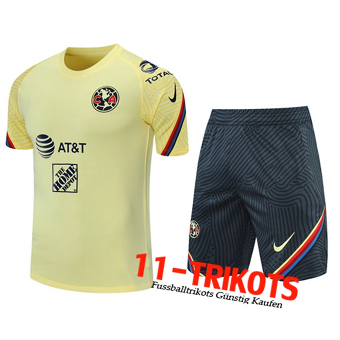 Camiseta Entrenamiento Club America + Cortos Amarillo 2021/2022