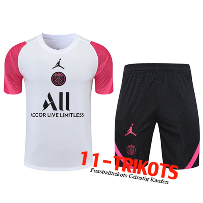 PSG Jordan Trainingstrikot + Shorts Weiß/Rose 2021/2022