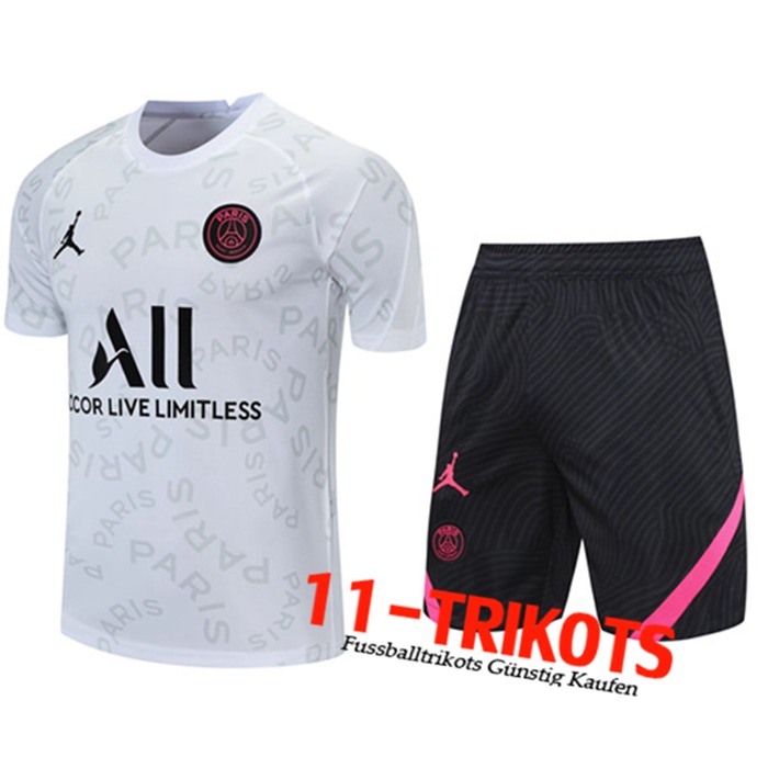 PSG Jordan Trainingstrikot + Shorts Weiß 2021/2022