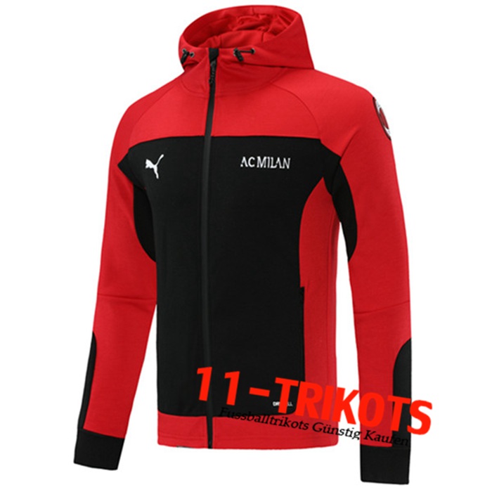 AC Milan Trainingsjacke Mit Kapuze Rot/Schwarz 2020/2021