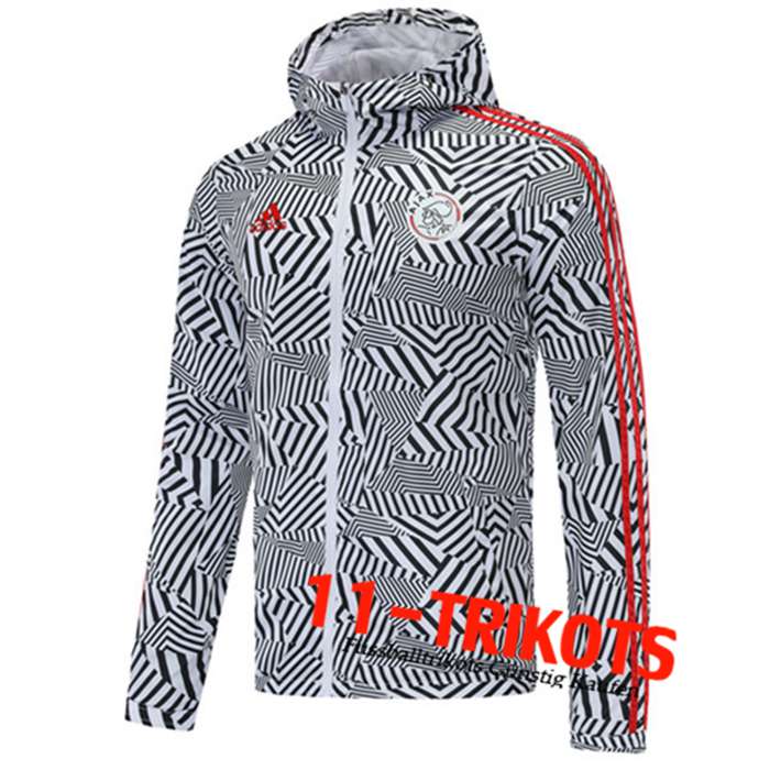 Ajax Trainingsjacke Windbreaker Schwarz/Weiß 2020/2021