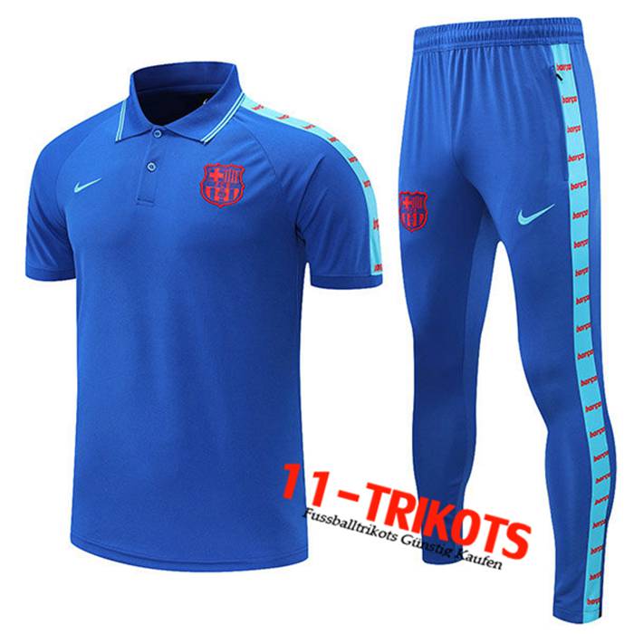 FC Barcelona Poloshirt + Hose Blau 2021/2022 -01