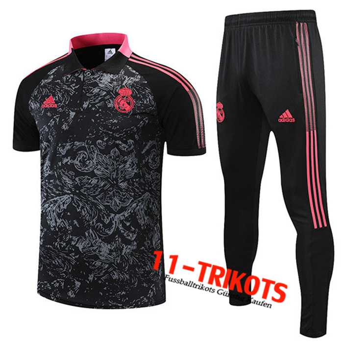 Real Madrid Poloshirt + Hose Rot/Schwarz 2021/2022