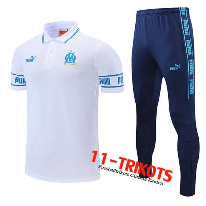 Marseille OM Poloshirt + Hose Blau/Weiß 2021/2022