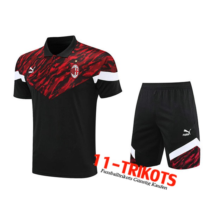 AC Milan Poloshirt + Shorts Rot/Schwarz 2021/2022