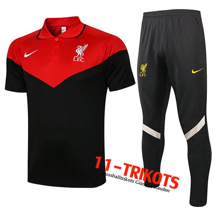 FC Liverpool Poloshirt + Hose Schwarz/Rot 2021/2022