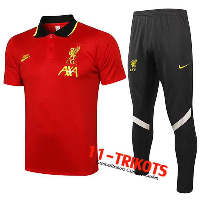 FC Liverpool Poloshirt + Hose Rot/Schwarz 2021/2022