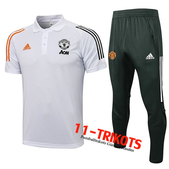 Manchester United Poloshirt + Hose Weiß 2021/2022