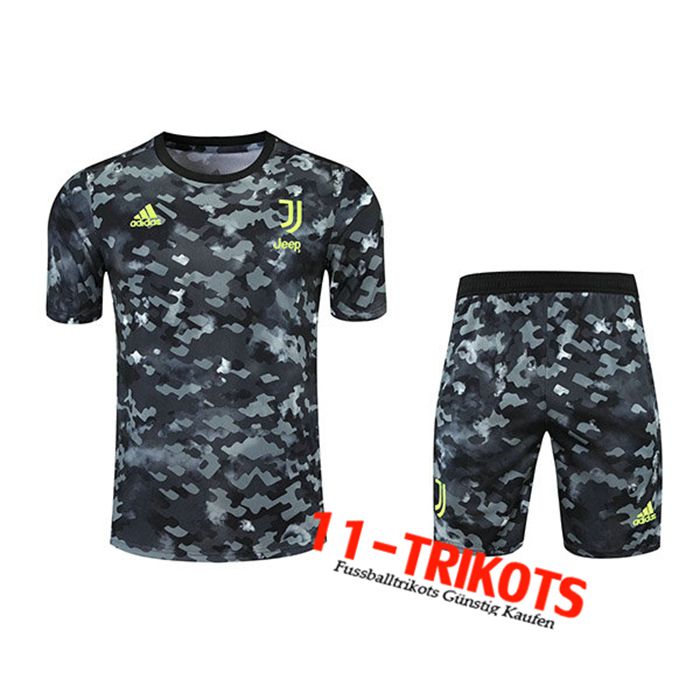 Juventus Trainingstrikot + Shorts Grau/Schwarz 2021/2022