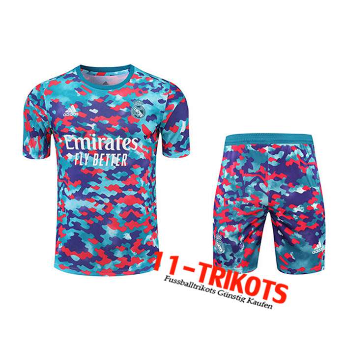 Real Madrid Trainingstrikot + Shorts Rot/Blau/Lila 2021/2022