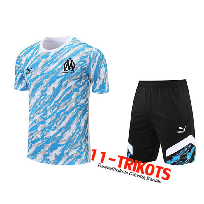 Marseille OM Trainingstrikot + Shorts Weiß/Blau 2021/2022