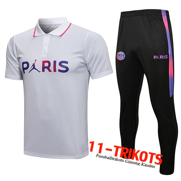 Jordan PSG Poloshirt + Hose Weiß Classic 2021/2022