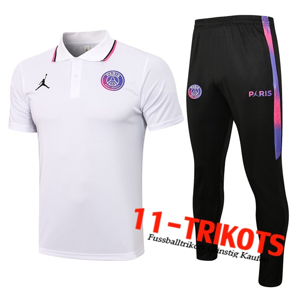 Jordan PSG Poloshirt + Hose Weiß 2021/2022