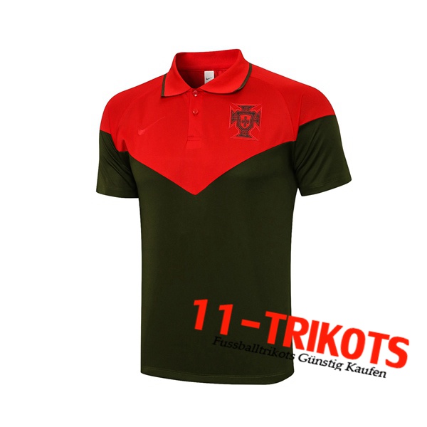 Portugal Poloshirt Schwarz/Rot 2021/2022