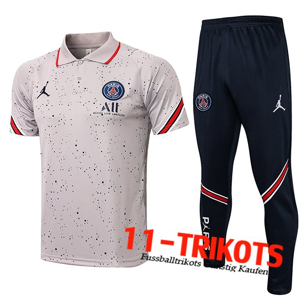 Jordan PSG Poloshirt + Hose Grau 2021/2022