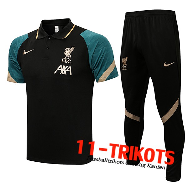 FC Liverpool Poloshirt + Hose Schwarz 2021/2022