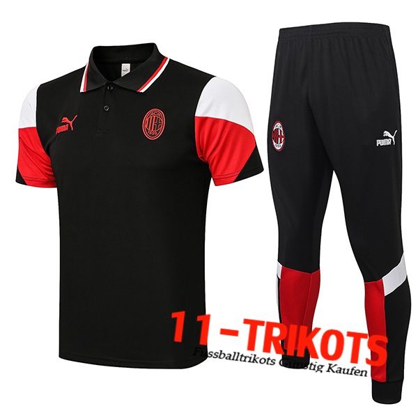 AC Milan Poloshirt + Hose Schwarz/Rot 2021/2022