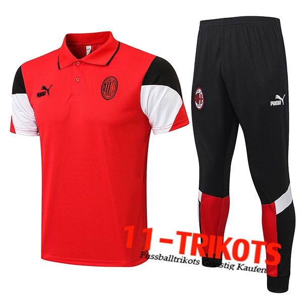 AC Milan Poloshirt + Hose Weiß/Rot 2021/2022