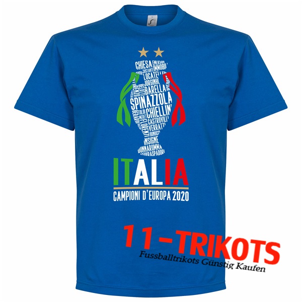 Italien T-Shirts UEFA Euro 2020 Champions Blau - GXHTS02