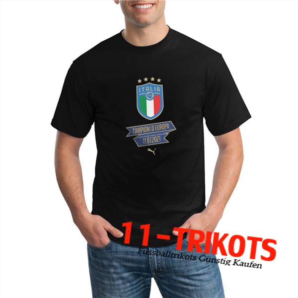 Italien T-Shirts UEFA Euro 2020 Champions Schwarz - GXHTS06