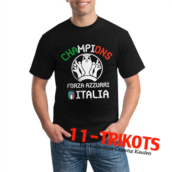 Italien T-Shirts UEFA Euro 2020 Champions Schwarz - GXHTS11