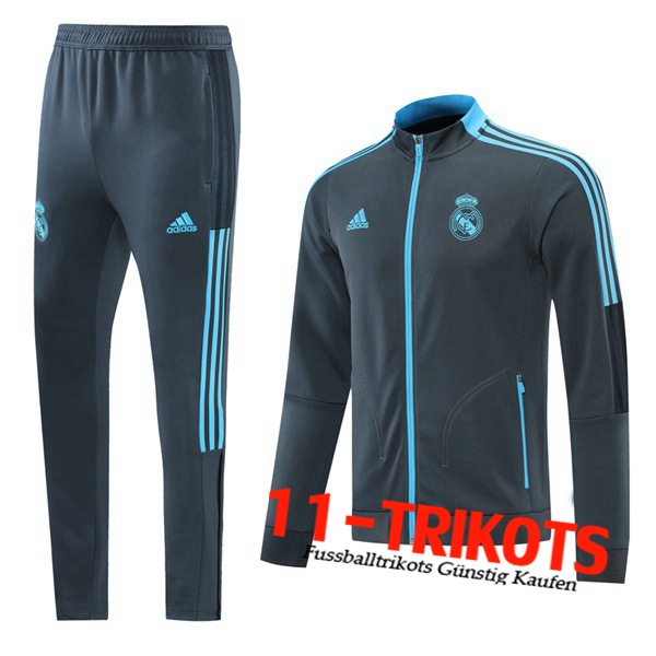 Real Madrid Trainingsanzug (Jacke) Grau/Blau 2021/2022 -1