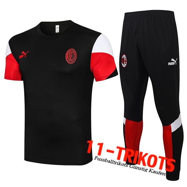 AC Milan Trainingstrikot + Hose Schwarz/Rot 2021/2022