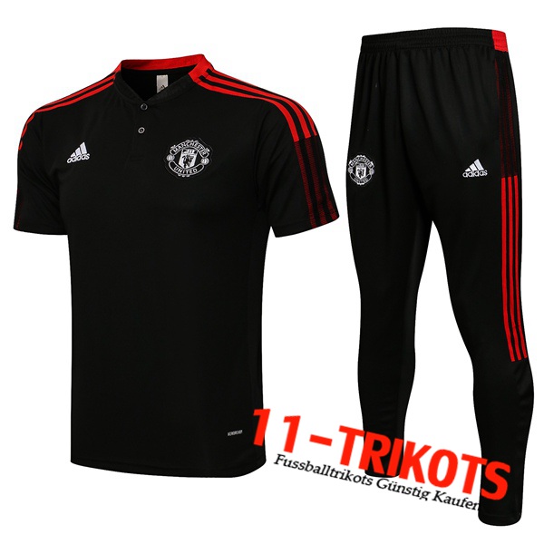 Manchester United Poloshirt + Hose Schwarz 2021/2022