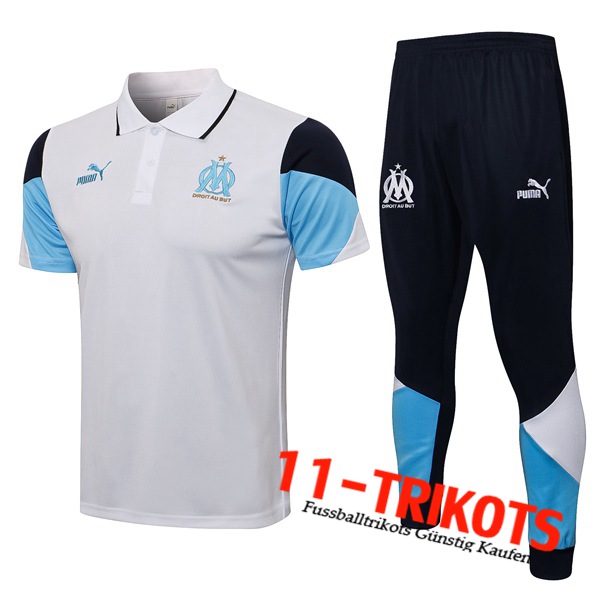 Marseille OM Poloshirt + Hose Weiß/Blau 2021/2022