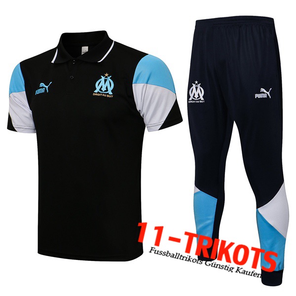Marseille OM Poloshirt + Hose Schwarz/Blau 2021/2022