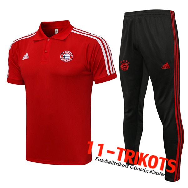 Bayern München Poloshirt + Hose Weiß/Rot 2021/2022