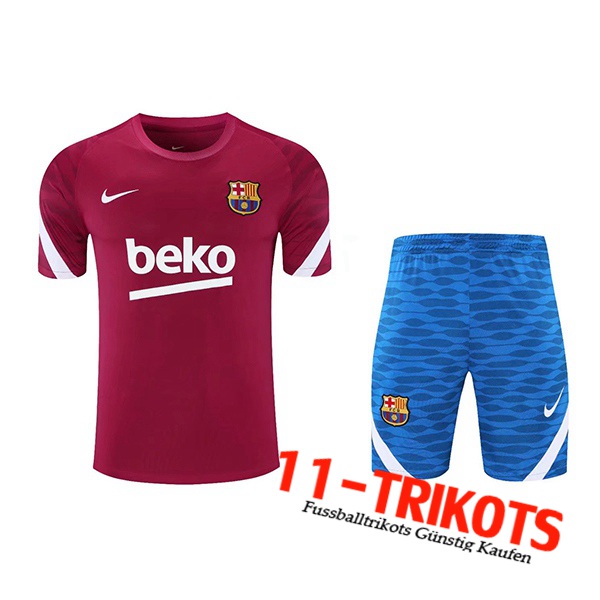 FC Barcelona Trainingstrikot + Shorts Rot/Weiß 2021/2022