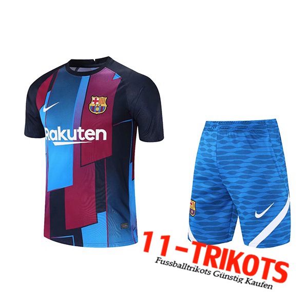 FC Barcelona Trainingstrikot + Shorts Rot/Blau 2021/2022