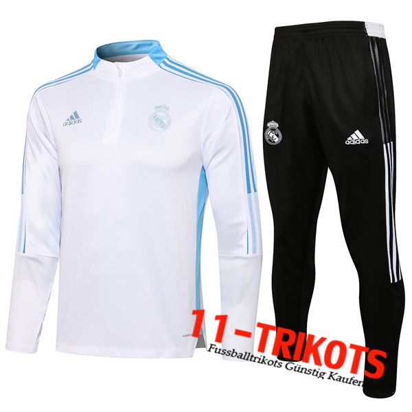 Real Madrid Kinder Trainingsanzug Weiß/Blau 2021/2022